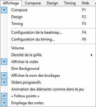 Menu "Affichage"
