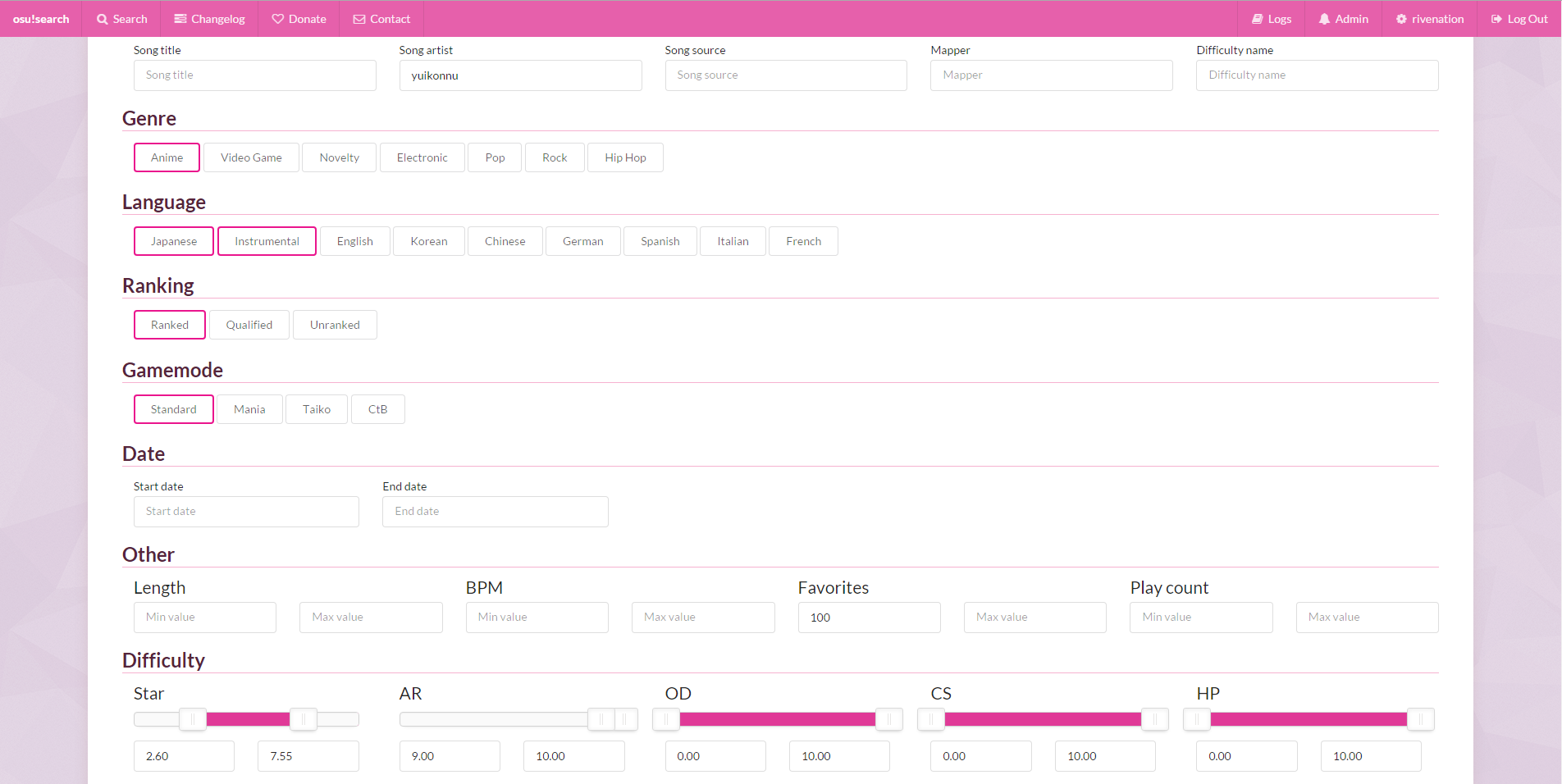 osu - Searching for specific metadata in maps - Arqade