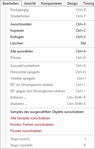 Bearbeitungsmenü