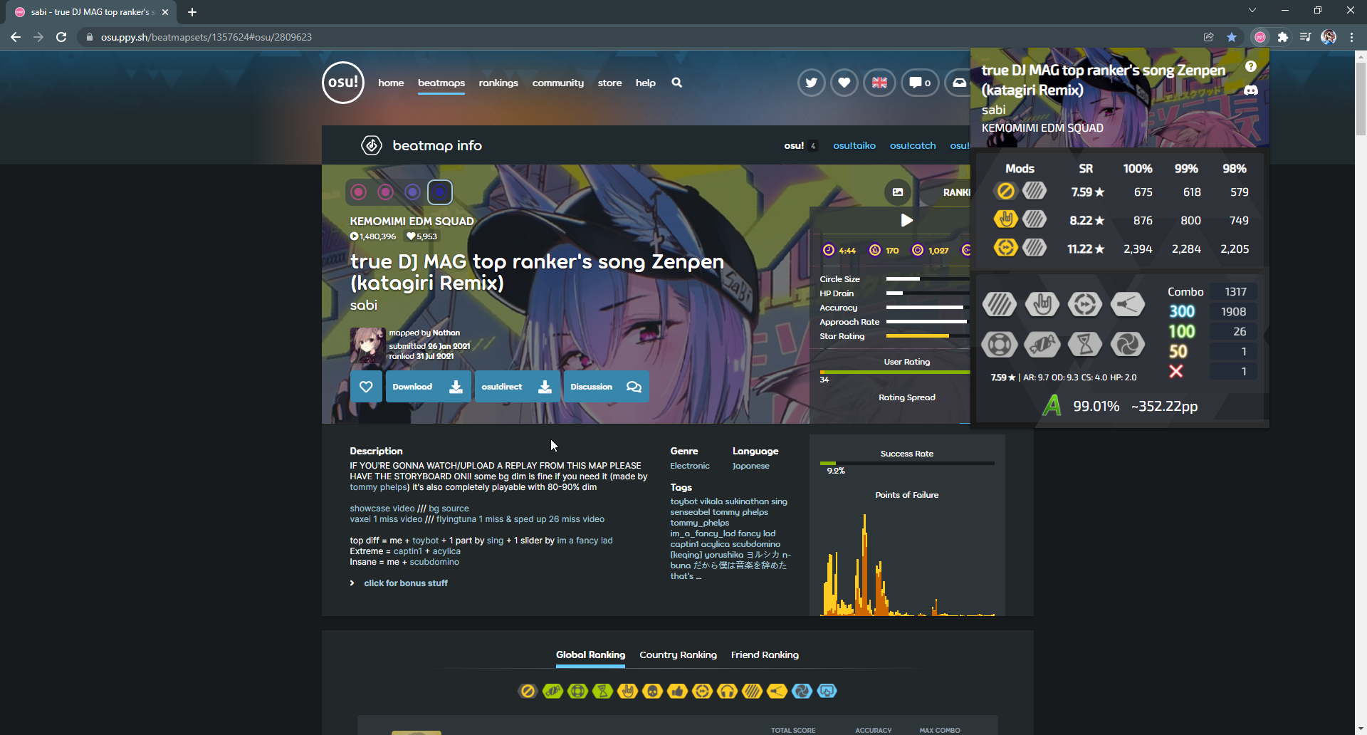 osu! on a Web Browser!  It works very well?! 