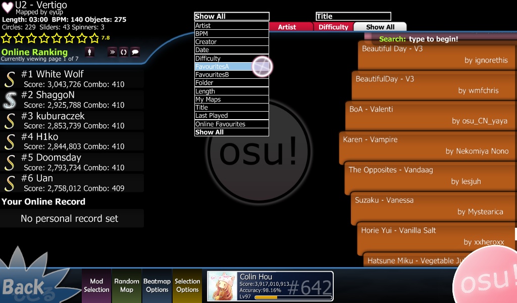 create an osu map for any song of your choice