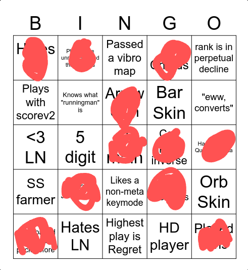 osu!mania Bingo Card