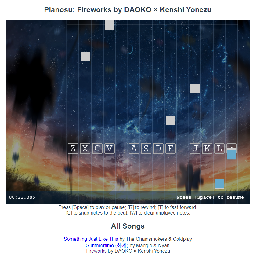 Pianosu - osu!mania-like game, in the browser · forum