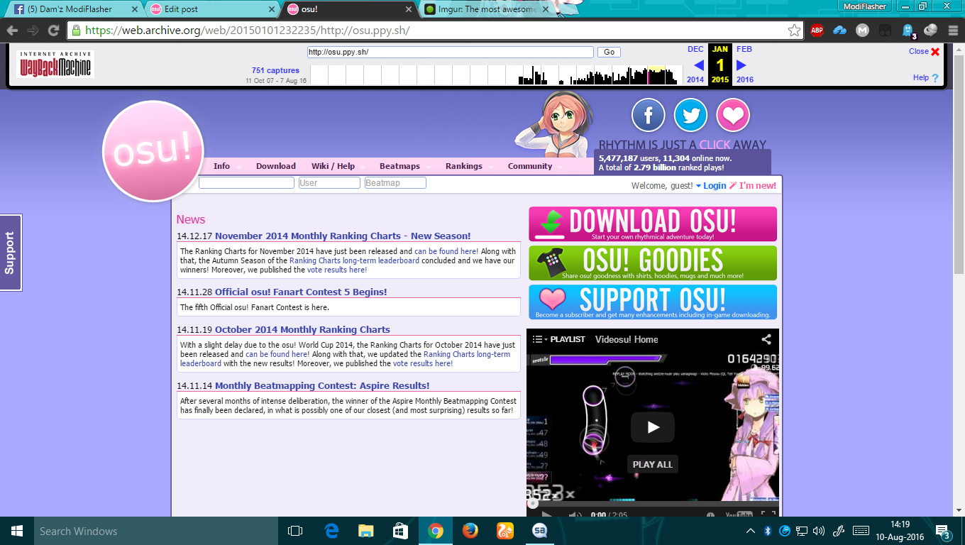 osu! on a Web Browser!  It works very well?! 