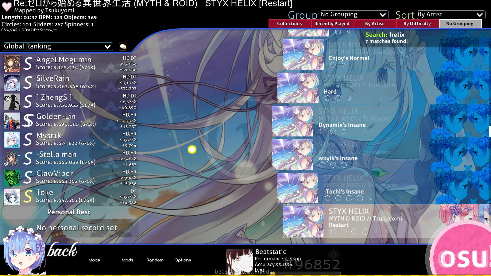 Emilia Re:Zero [STD] Rem & Ram Re:Zero [STD] · forum | osu!