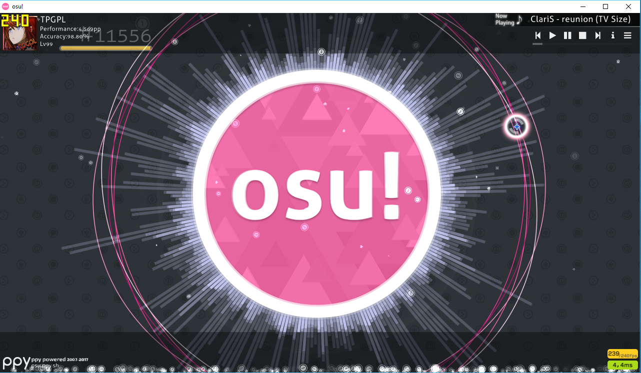 osu! pendant l'exécution de Fraps