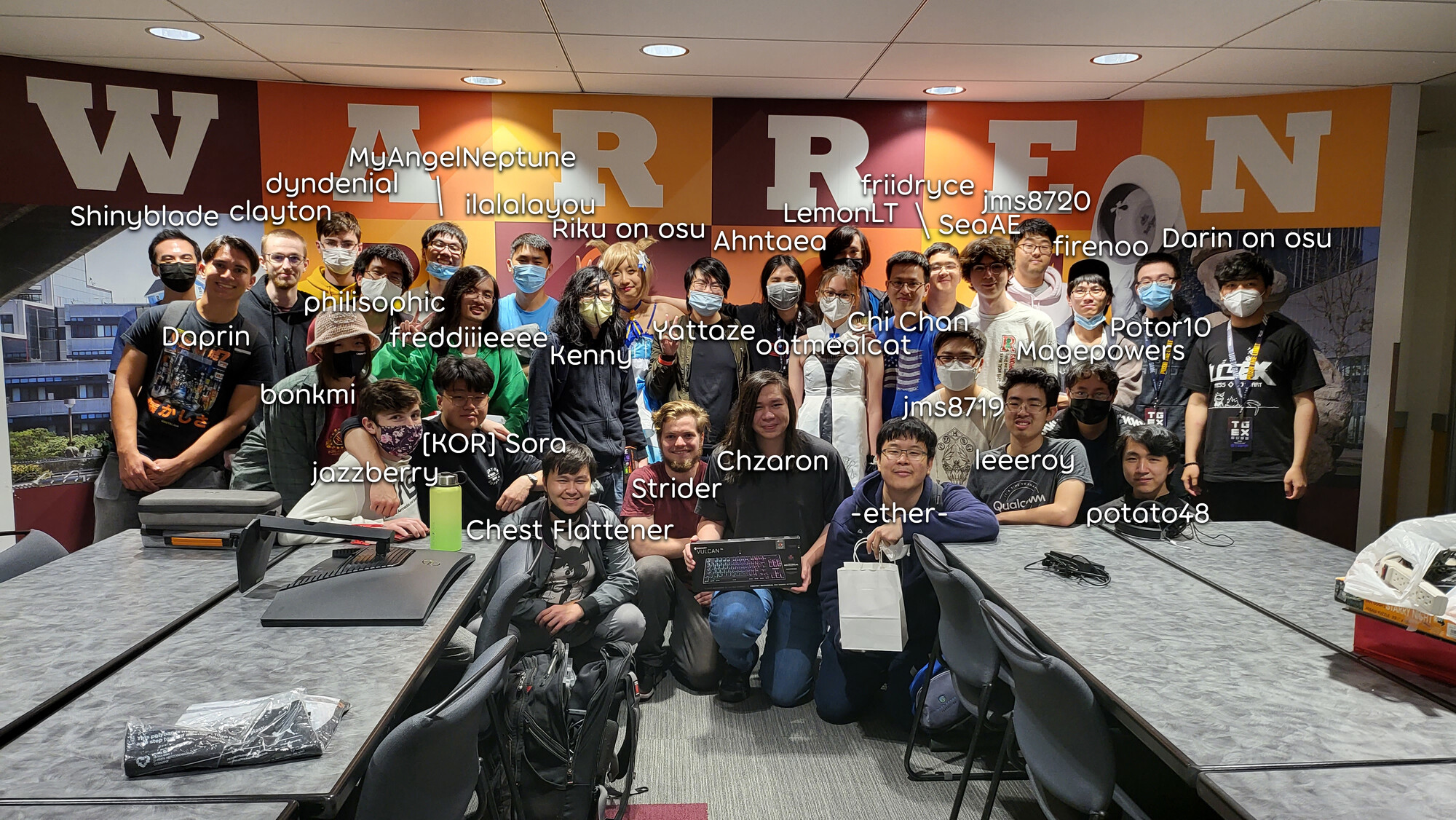 Group photo of attendees in Warren College Room