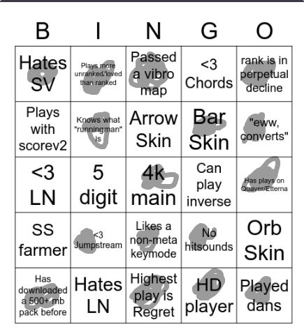 osu!mania Bingo Card