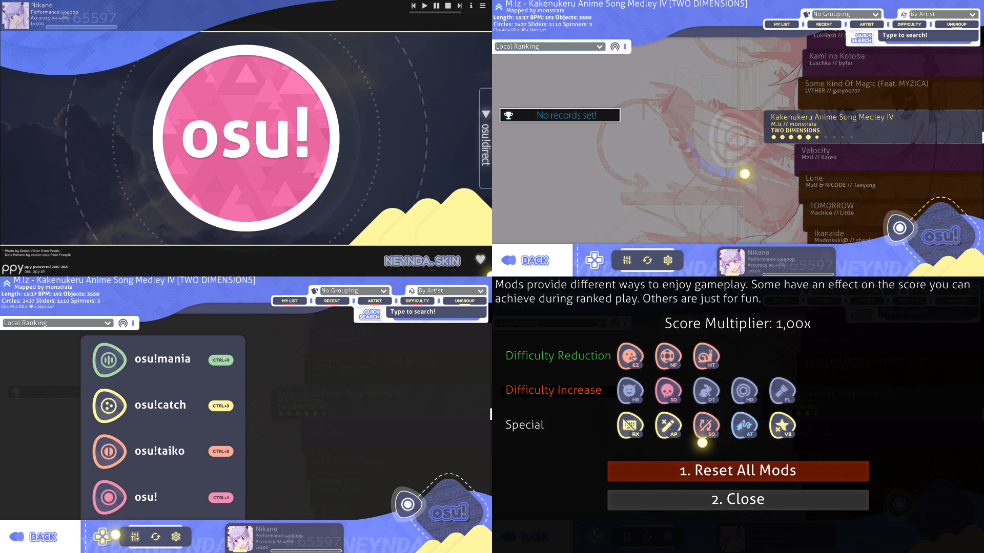 Project / skin, osu!dark, SD / HD+