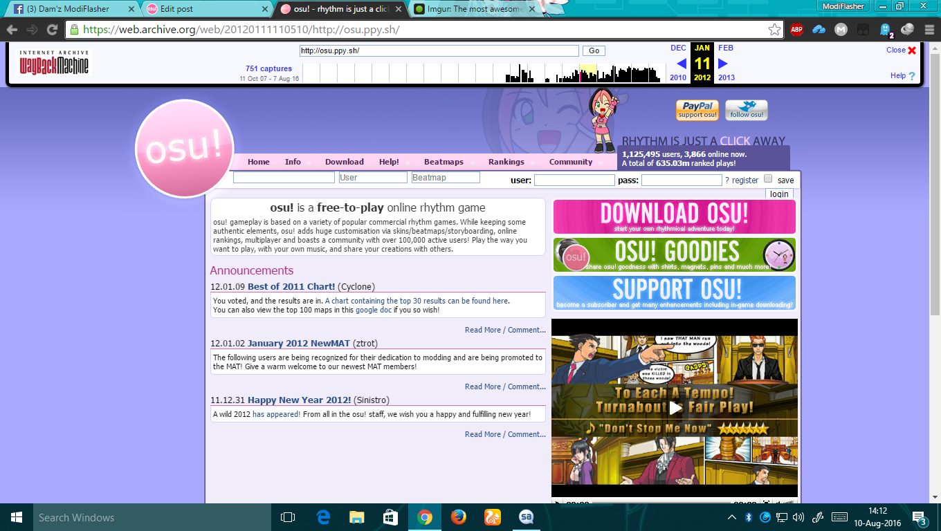 osu! on a Web Browser!  It works very well?! 
