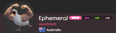 Screenshot of Ephemeral's profile information