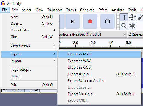 Export as MP3