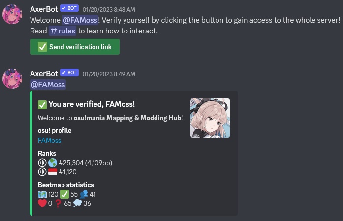 osu!verify, An Discord Bot that connect osu! account to your discord  account · forum