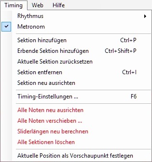 Timingmenü