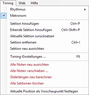 Timingmenü