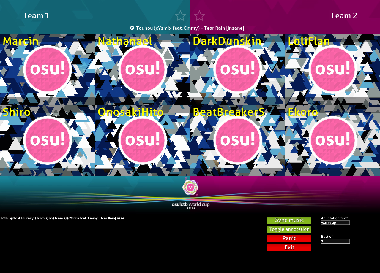 osu!tourney 会自动显示队名和用户名