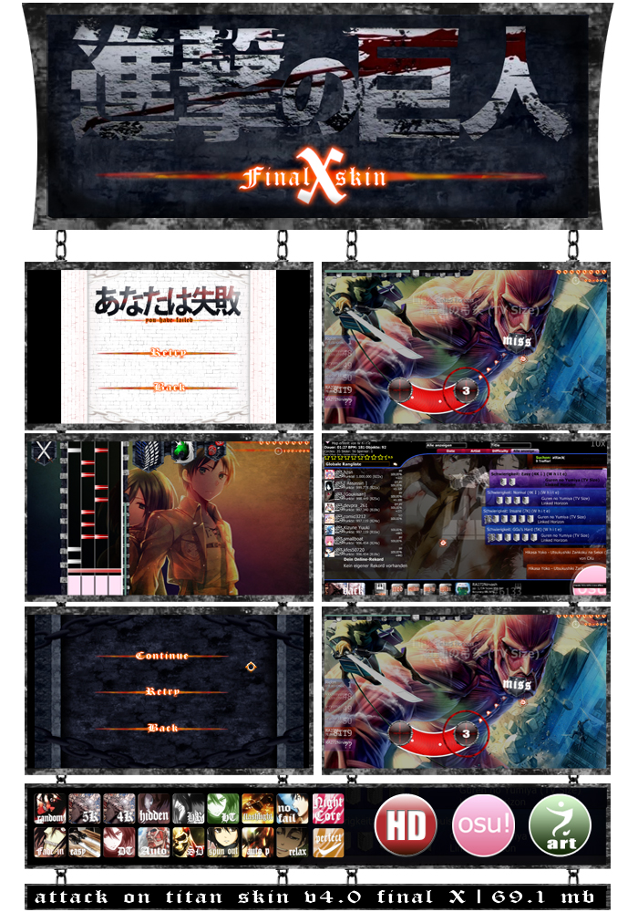 Shingeki No Kyojin Attack On Titan Skin V4 8 Finalx Hd Sd Forum Osu