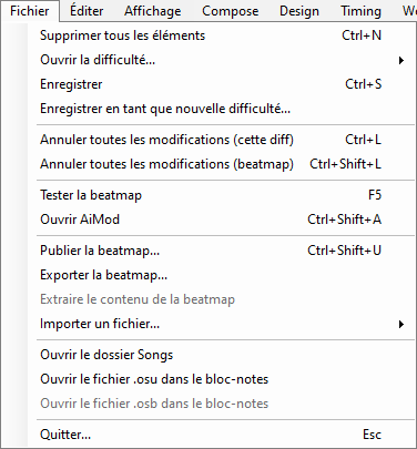 Menu "Fichier"