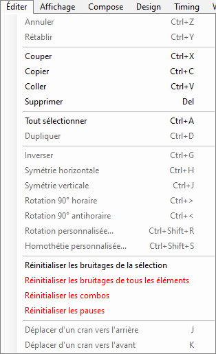 Menu "Éditer"