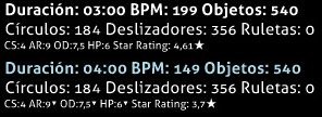 Valores cambiados
