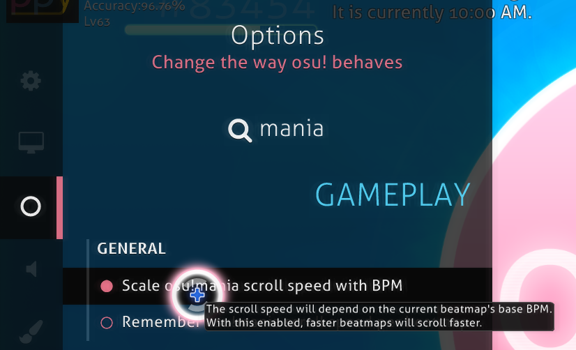 禁用 按 BPM 调整 osu!mania 下落速度 以激活固定调整系统