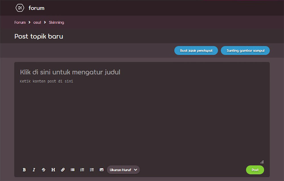 Editor post beserta dengan tombol-tombolnya