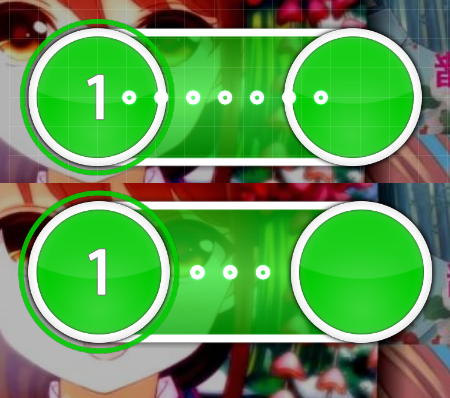 Image showing a slider with slider ticks, with top part during Edit and bottom part during play