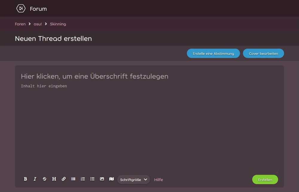 Der Forum-Beitragseditor mit seinen Buttons