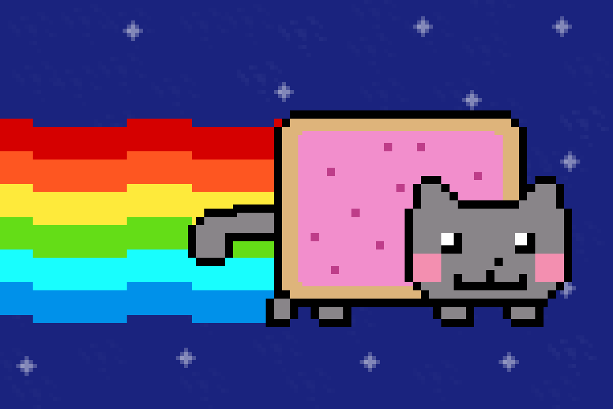 Песня нян кэт. Нян Кэт. Нян Кэт 64x64. Ням кошка. Мем Nyan Cat.