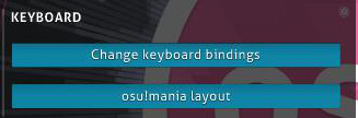 Sección de opciones del teclado